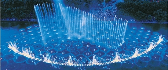 炫酷噴泉 樂動(dòng)西湖 仿古建筑